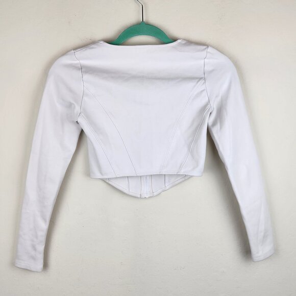 Aritzia Sunday Best Maverick Bustier Long Sleeve Zip Crop Top White sz XS - Picture 4 of 10